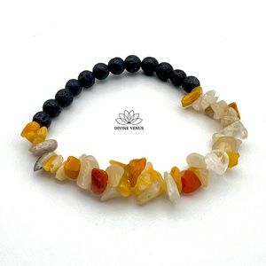 Yellow & Red Jade Bracelet with Lava Rock Beads